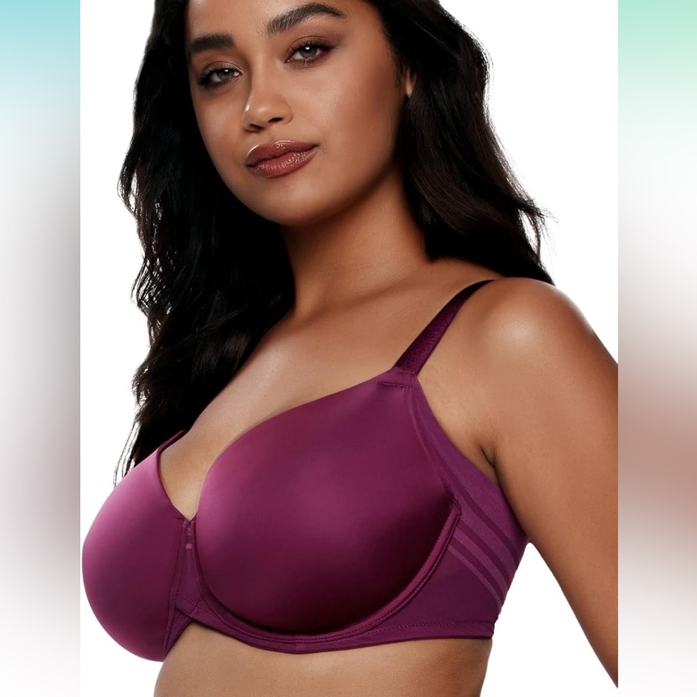 Paramour by Felina Black Lily (Maroon) Marvelous Side Smoothing Tshirt Bra